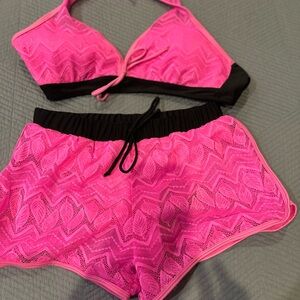 Brand New Pink and Black Bikini Set
